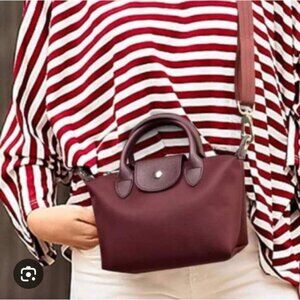Longchamp Le Pliage Nylon Leather Burgundy S Neo Strap Shoulder Bag